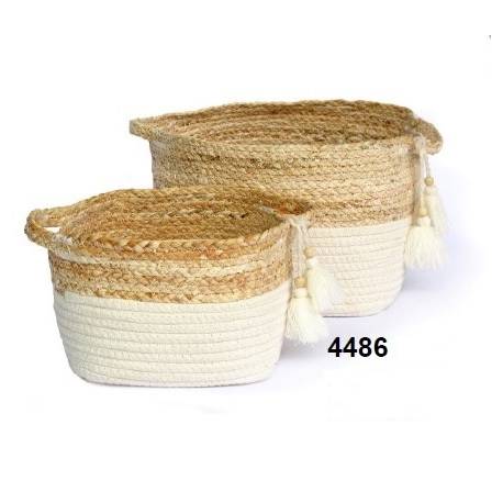 Paquete de 2 cestas de cuerda cestas pequeñas redondas tejidas bandejas de tela para estantes de almacenamiento （Color mezclado） cestas de almacenamiento de cuerda de algodón 
