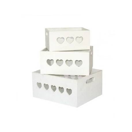 Caja Madera Blanca Corazones - Embalajes y Envoltorios