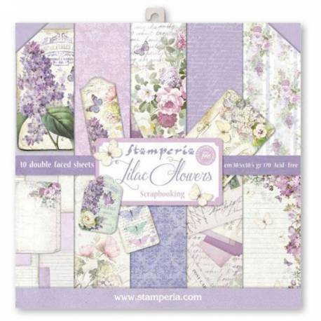 COLECCION PAPEL SCRAP LILAC FLOWERS 10HOJAS