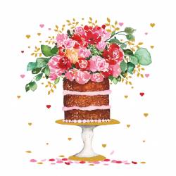 Servilleta Decoupage 33x33 Cake & Flowers