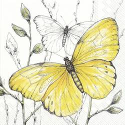 Servilleta Decoupage 33x33 Colourfull Butterflies Yeloww