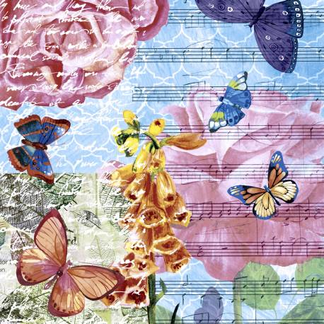 Servilleta Decoupage Musical GArden