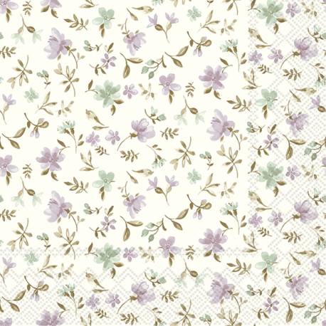Servilletas 33x33 cm - FLEURS lilac green