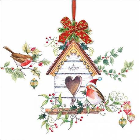 Servilletas 33x33 cm. XMAS BIRDHOUSE
