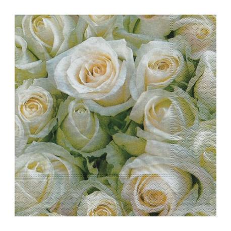 Servilleta Decoupage 33x33 Rosas blancas